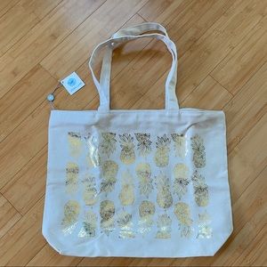 Jana Lam - Gold Foil Seaflower Pineapple Tote
